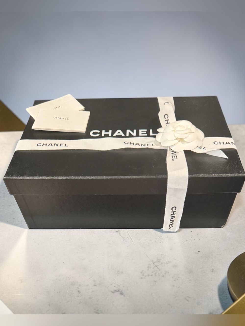 CHANEL Box, Ribbon, Camellia & paperwork